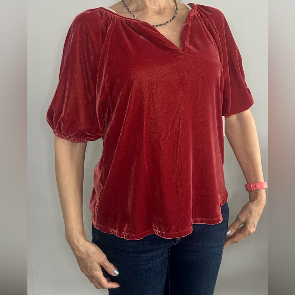 Elegant Red Velvet Women's Top